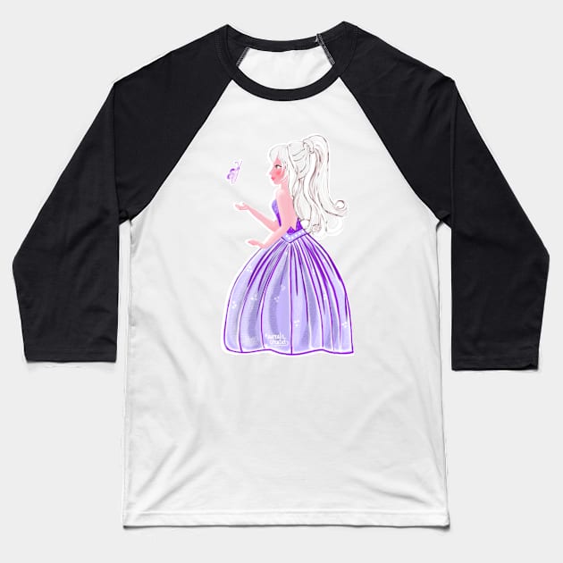 Purple Butterfly girl Baseball T-Shirt by Aurealis